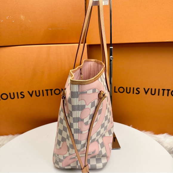 💎✨LIMITED EDITION✨💎 LOUIS VUITTON Neverfull MM Totebag Damier Azur Pink - Picture 3 of 14